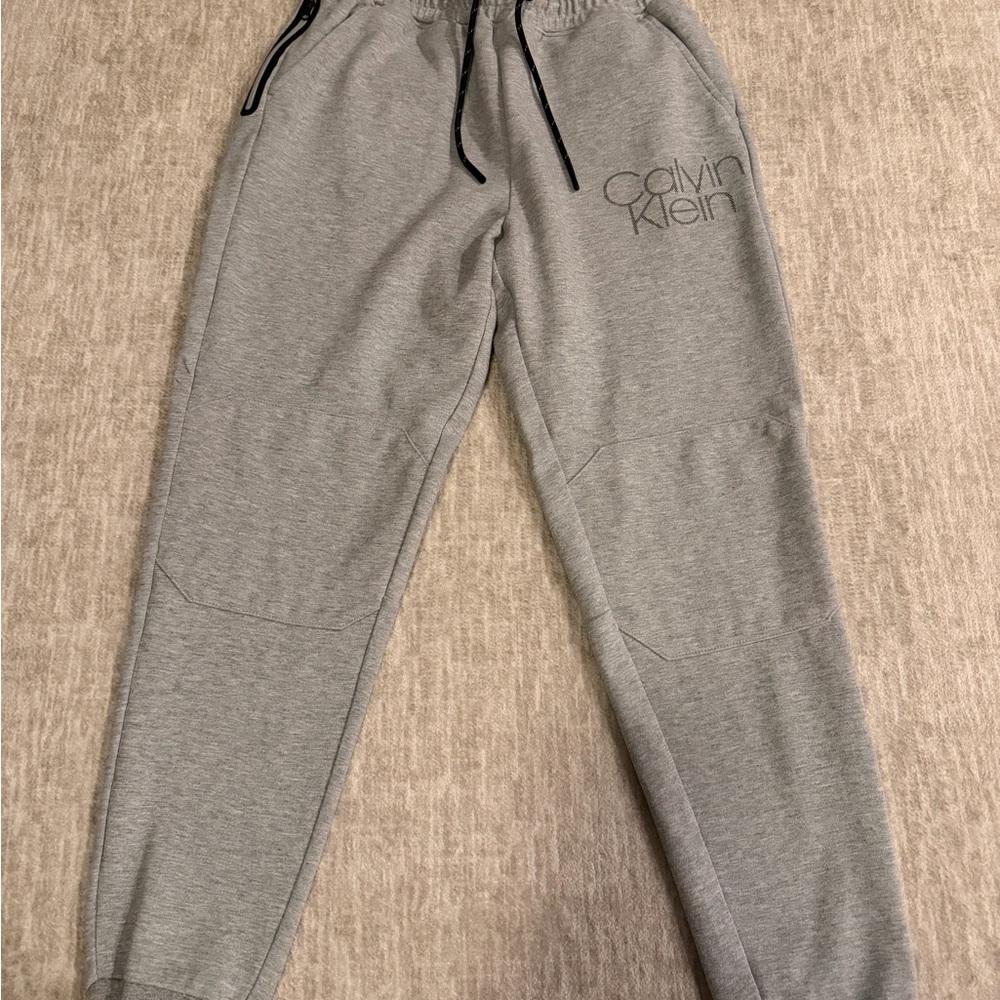 Slightly Used Calvin Klein Grey Gray Black Joggers Sweat Pants Men’s Size Small